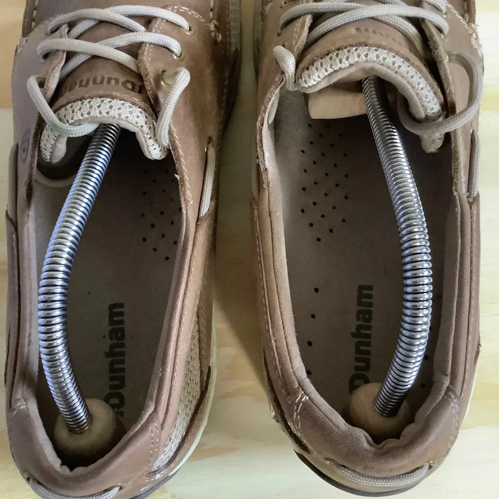 Dunham Captain MCN410TN Mens Tan Leather Mesh Boat Shoes Size 10 6E Extra Wide